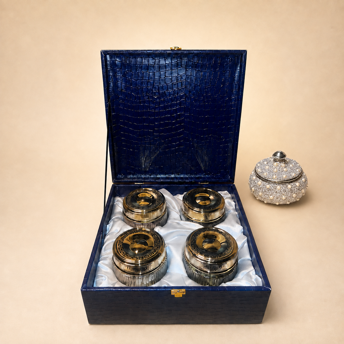Navy Crocodile-Embossed Gift Box