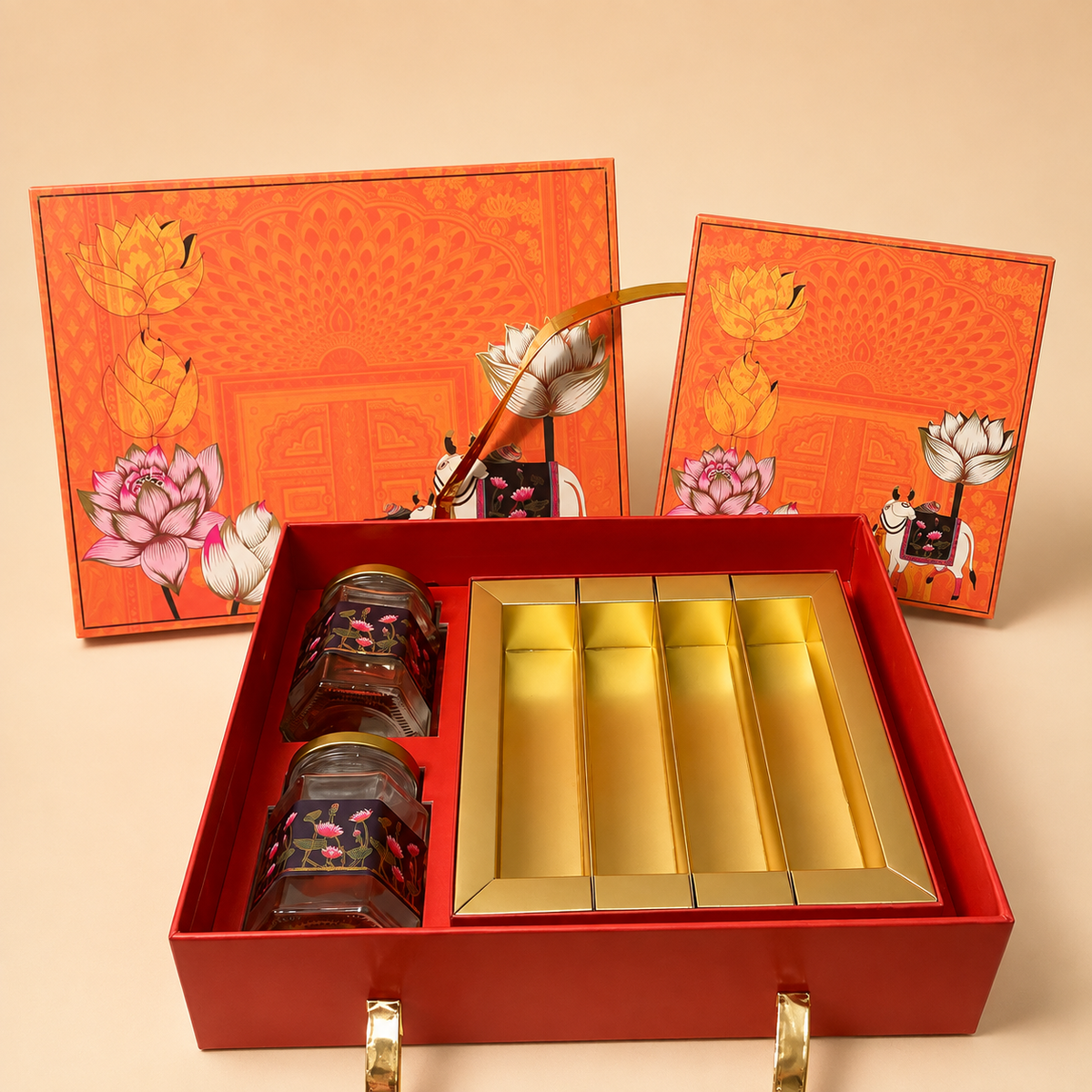 Coral Gift Box with Gold Handle