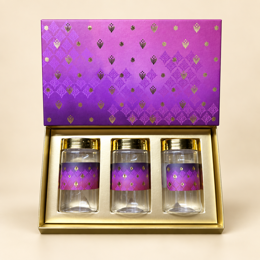 3 Jar Purple Box