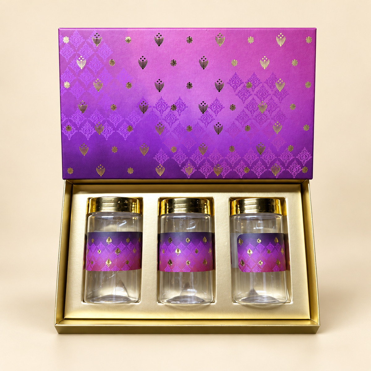 3 Jar Purple Box
